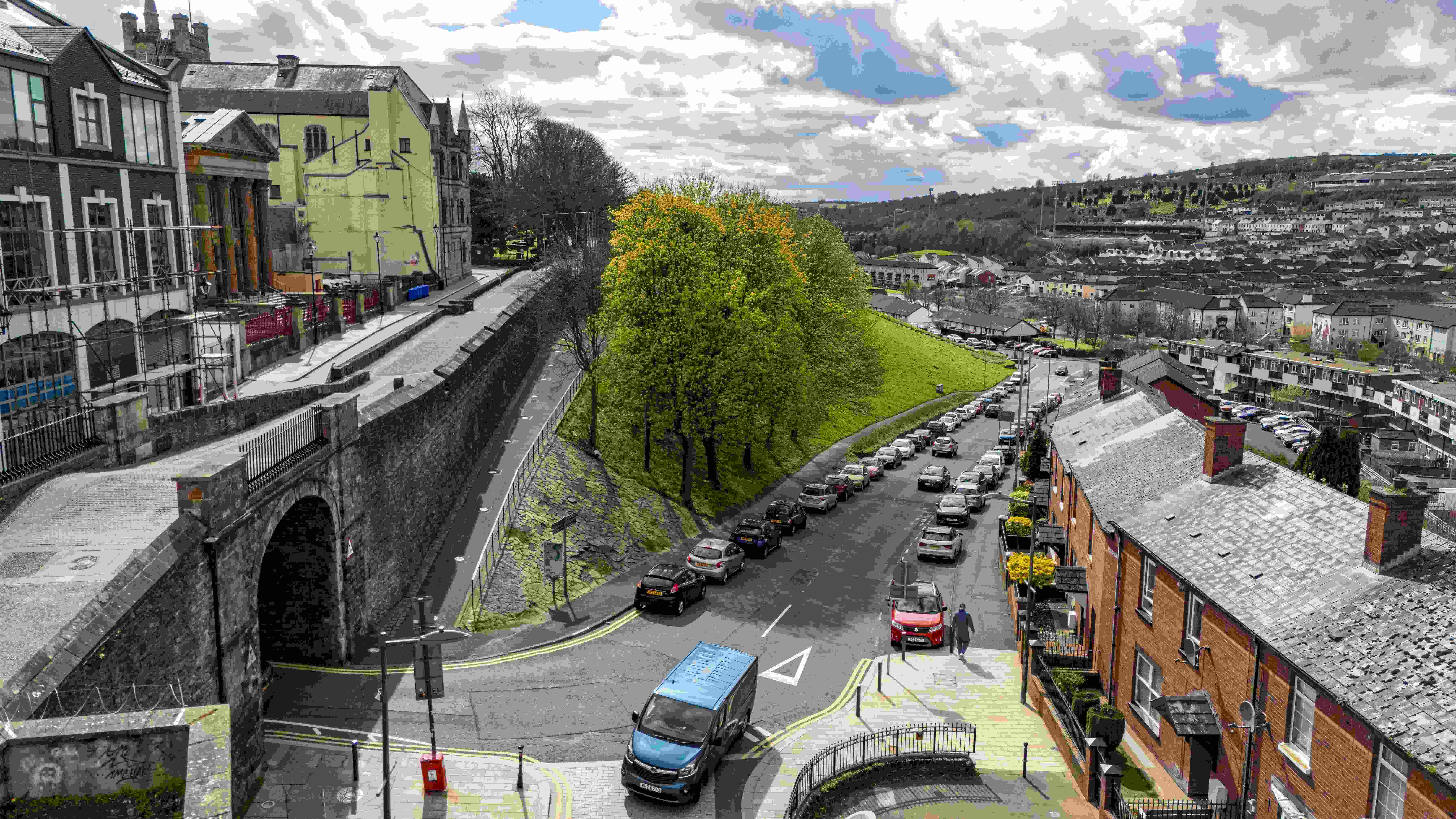 Historic Derry City Walls from above